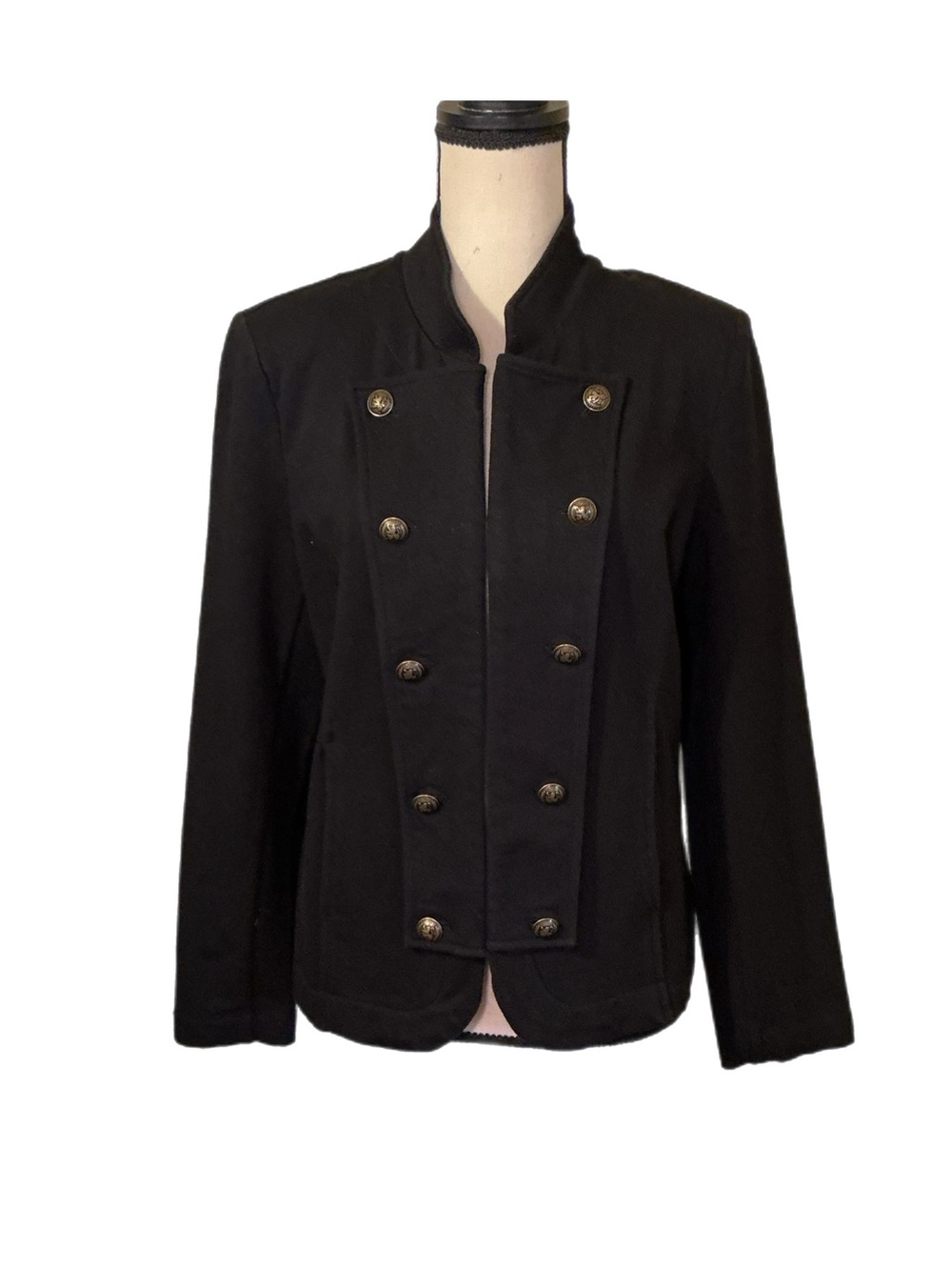 Tommy Hilfiger Black Double-Breasted Military Blazer size M